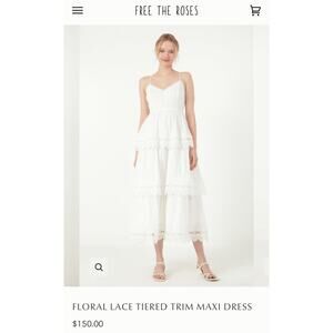 NWT Free The Roses White Boho Maxi Dress Size Small $150 MSRP